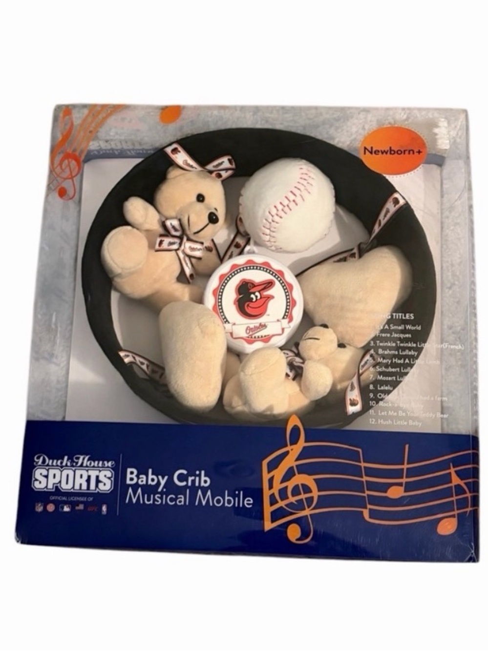 Duck House Sports Baltimore Orioles Baby Crib Musical Mobile - Cream/Black